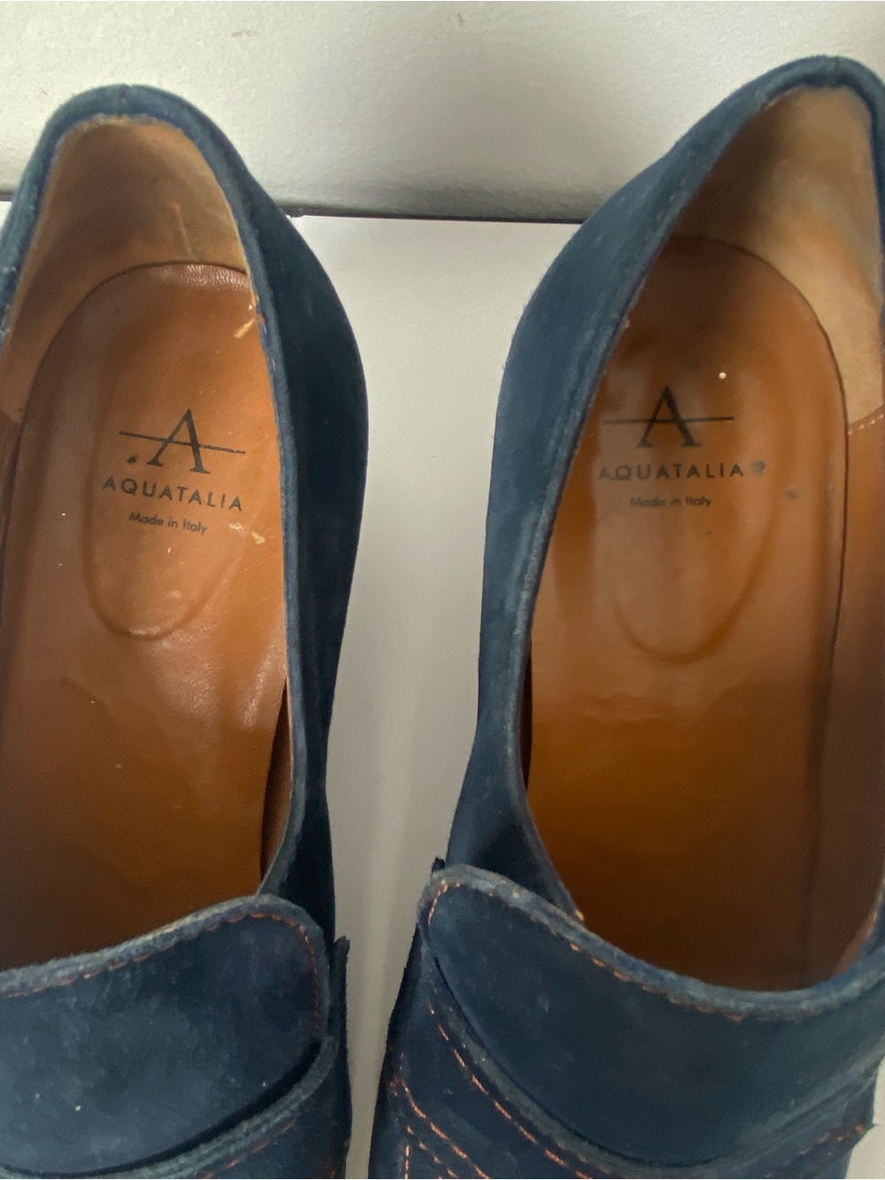 Aquatalia 7.5 Navy Suede Penny Loafers - Picture 10 of 10